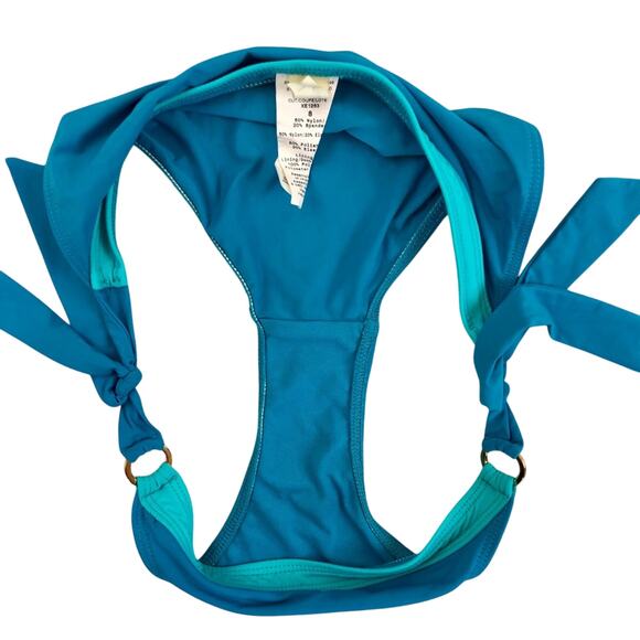 Leilani Bright Blue with Turquoise Trim Bikini Bathing Suit Gold Tone Trim - Picture 12 of 16